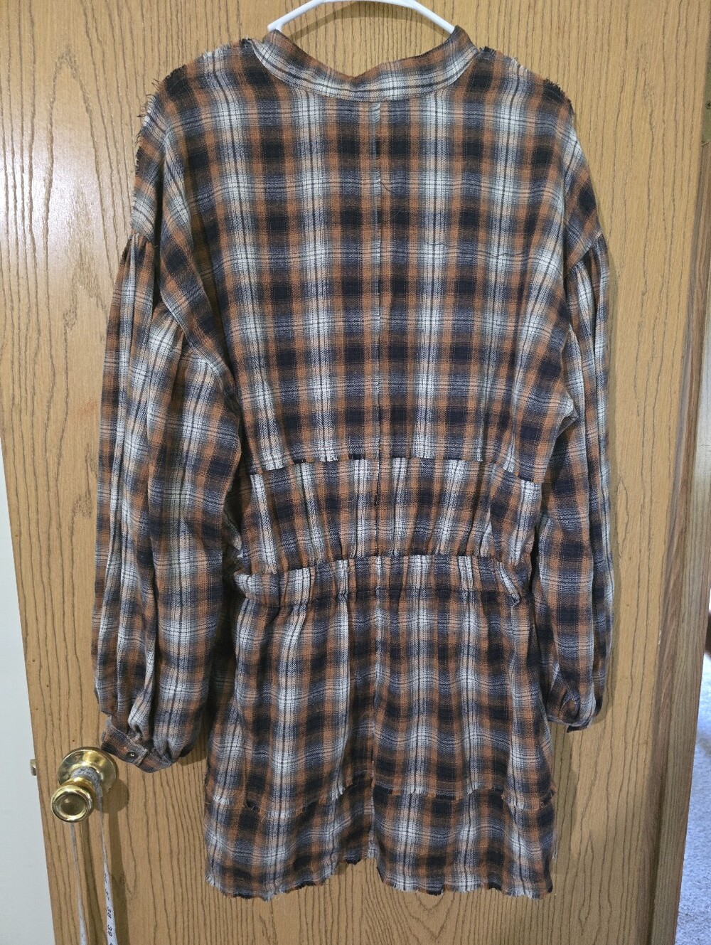 Fate Brown Plaid Button-Front Shirt Dress with Elastic Waist - Picture 4 of 4